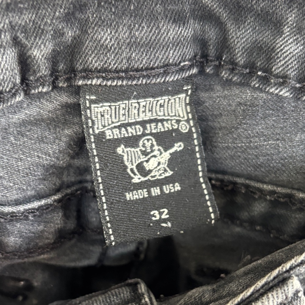 True Religion Billy Black Mid Rise Y2K 90s Horseshoe Denim Jeans sz 32 - Picture 10 of 11
